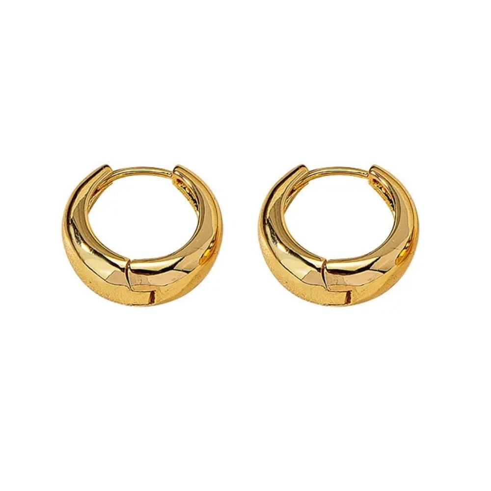 NEW 18K yellow gold plated casual huggy hoop bean earrings jewelry B22A - Picture 4 of 7